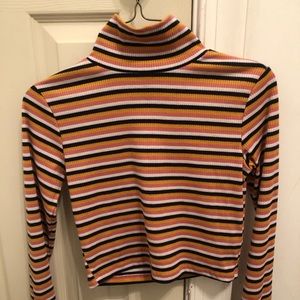 H&M striped cropped turtle neck